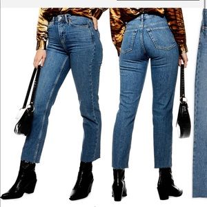 Topshop Straight Leg Raw Hem Jeans Petite